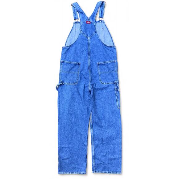 Dickies Denim Jean Bib Overalls Pants 36 x 32 Workwear Stonewashed Indigo Blue - Picture 2 of 12